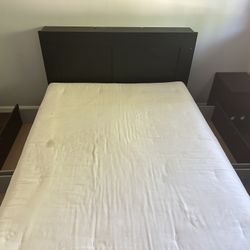 Ikea Queen Size Bed With Storage Drawers.Cabinet And Mattress also Included