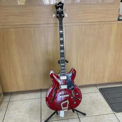 HAGSTROM VIKING ELECTRIC BASS GUITAR, TRANSPARENT CHERRY