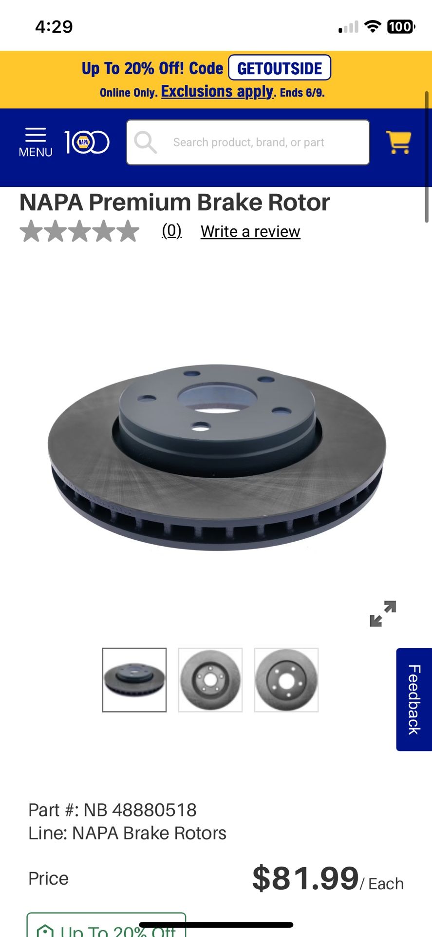 2 Each Jeep Wrangler Brake Rotors - Napa P.n. (contact info removed)8