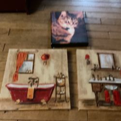 Three Beautiful Small Pictures For The Bathroom (NO SHIPPING)