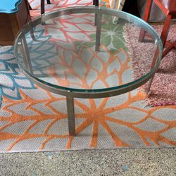 Heavy Glass And Metal Round Table