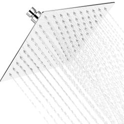 Rain Shower Head, 8 Inch High Pressure Square Shower Head Stainless Steel