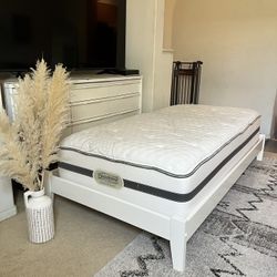 Beautiful Twin Wood White Bed Frame