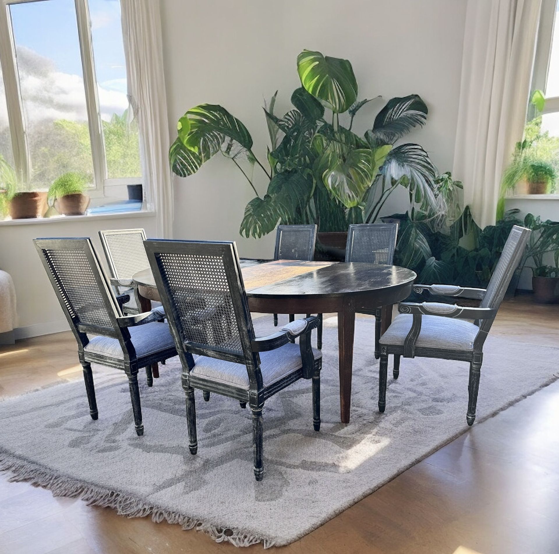 Antique Table with 6 Chairs
