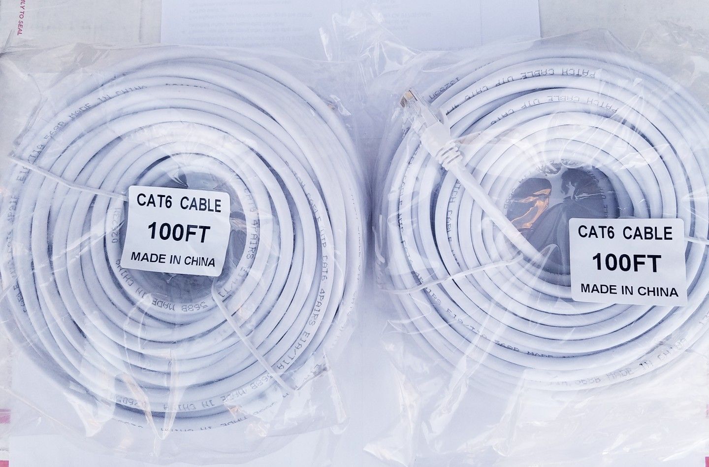 2X 100ft cat6 ethernet network cables