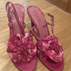 Coach Pink Heeled Sandals Size 9