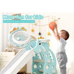 Toddler Slide With Basketball Hoop For Outdoors Or Indoors.