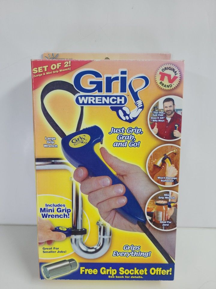 Grip Wrench ORIGINAL TV BRAND set of 2 sizes LARGE & MINI WRENCH Grip Grab & Go.
Grip Wrench grips everything...
●Great for tight work areas
●Won't
