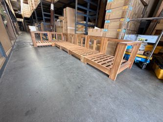 New solid teak  5’ x 11.5’ or 7’ x 9.5’ teak outdoor sectional