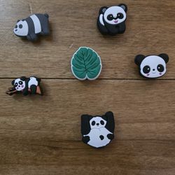 Lot Of 6 Panda Shoe Charms 
