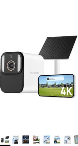 Anona Aurora 4K Security Camera Outdoor Battery Wireless with Solar Powered, AOV, Color Night Vision & 136° FOV, Multi-Object Detection, No Hub Needed