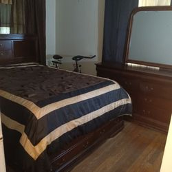 Queen Size Bed And Mattress Included Dresser And It Does Have  Draws Inside The Bed