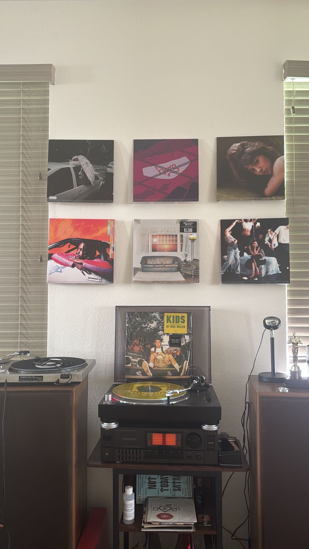 Two Jvc Speakers, A Receiver, And Record Player