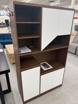 Bookcase With Doors,  Tall File Bookshelf With Power Outlet & Printer Stand, 9-Tier Adjustable Bookshelves, Filing Cabinet For A4 File, Storage Cabine