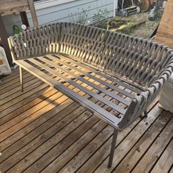 Outdoor Sofa Bench - Martha Stewart, Grey Metal