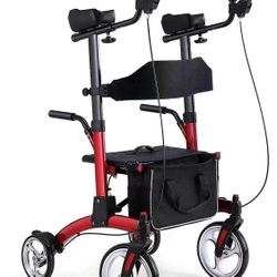 Rollator Walkers for Seniors-Folding Rollator Walker with Seat and Four 10 -inch Wheels-Medical Rollator Walker with Comfort Handles and Thick Backres