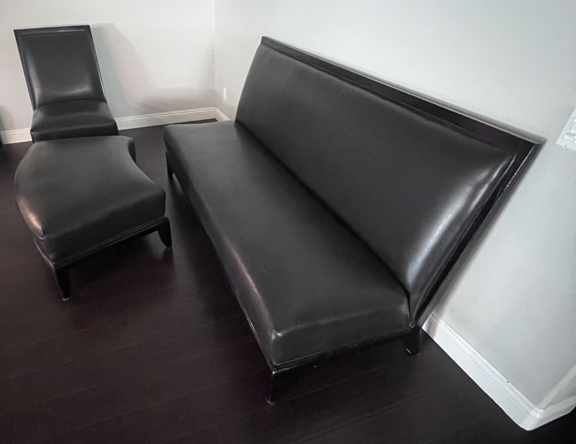 LEATHER SOFA AND CHAIR