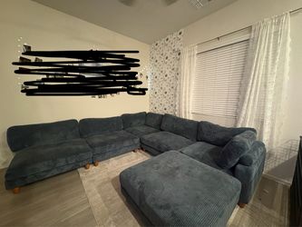 6 piece  corduroy modular couch with ottoman