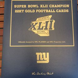 NFL NEW YORK GIANTS SUPER BOWL XLII CHAMPION 22KT GOLD FOOTBALL CARDS SET BINDER
