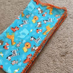New Receiving Blanket Zoo Animals Tossed Super Snuggle Flannel Crochet Swaddle Baby Shower