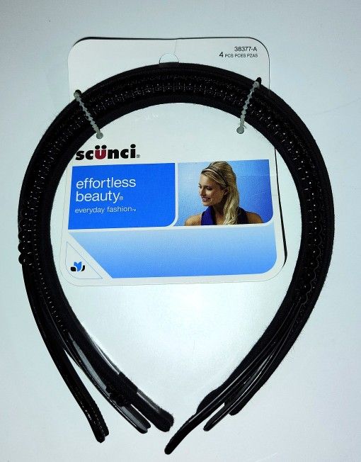 Scunci Effortless Beauty Headbands, Black, 4 Pcs