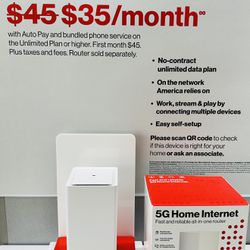 Good news now you can enjoy Home internet for only $35 per month!!  Get a free phone too   Visit Total By Verizon Store 