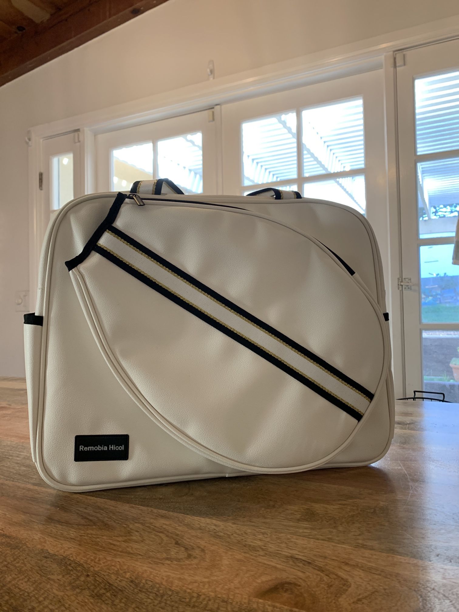 White PU Leather Women Large Sports Handbag Tennis Racket Shoulder Ba