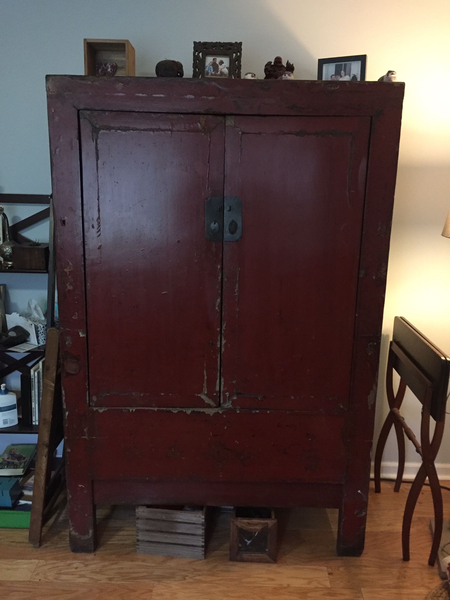 Need space- buy now!! Antique imported Chinese Armoire - gorgeous red w/ custom shelves - For sale or Trade! PRICE REDUCED!!