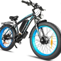1000W+1000W Dual Motor Mountain Bike for Adults,30mph 48V20Ah Battery Electric Bicycle，26" Fat Tire Electric Bike, 21 speed Front Suspension Electric 