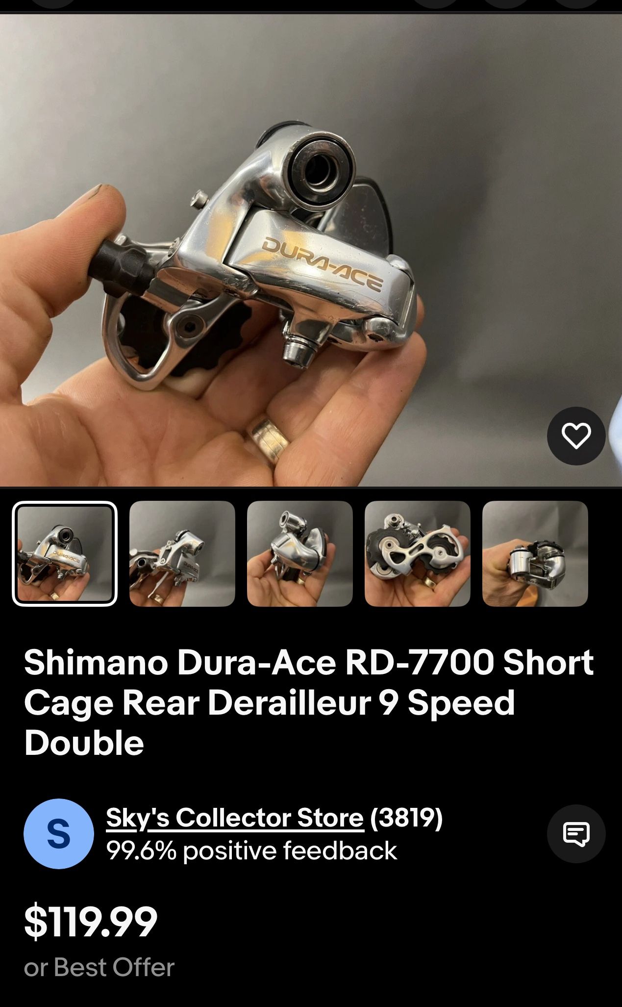 Shimano Dura Ace RD 7700 Short Cage Rear Derailleur Speed