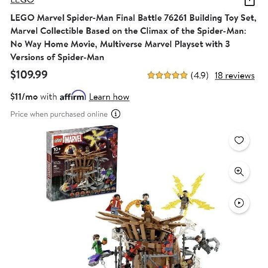  LEGO Marvel Spider-Man Final Battle 76261 Building Toy