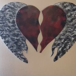 Heart With Wings Wood Art With Leds 85