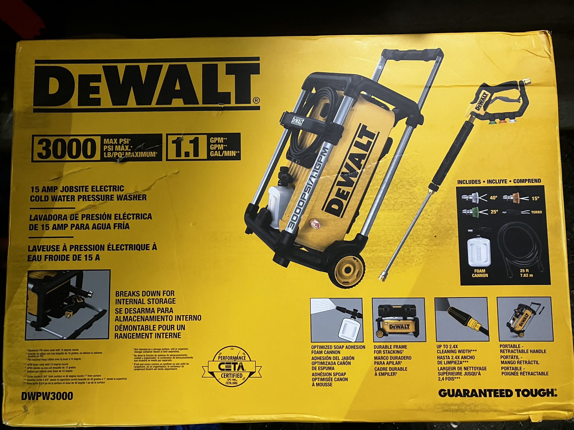 Dewalt 3000 Psi 15 Amp Jobsite Pressure Washer