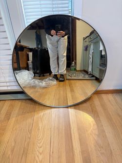 Crate & Barrel 30” Silver Circle Mirror