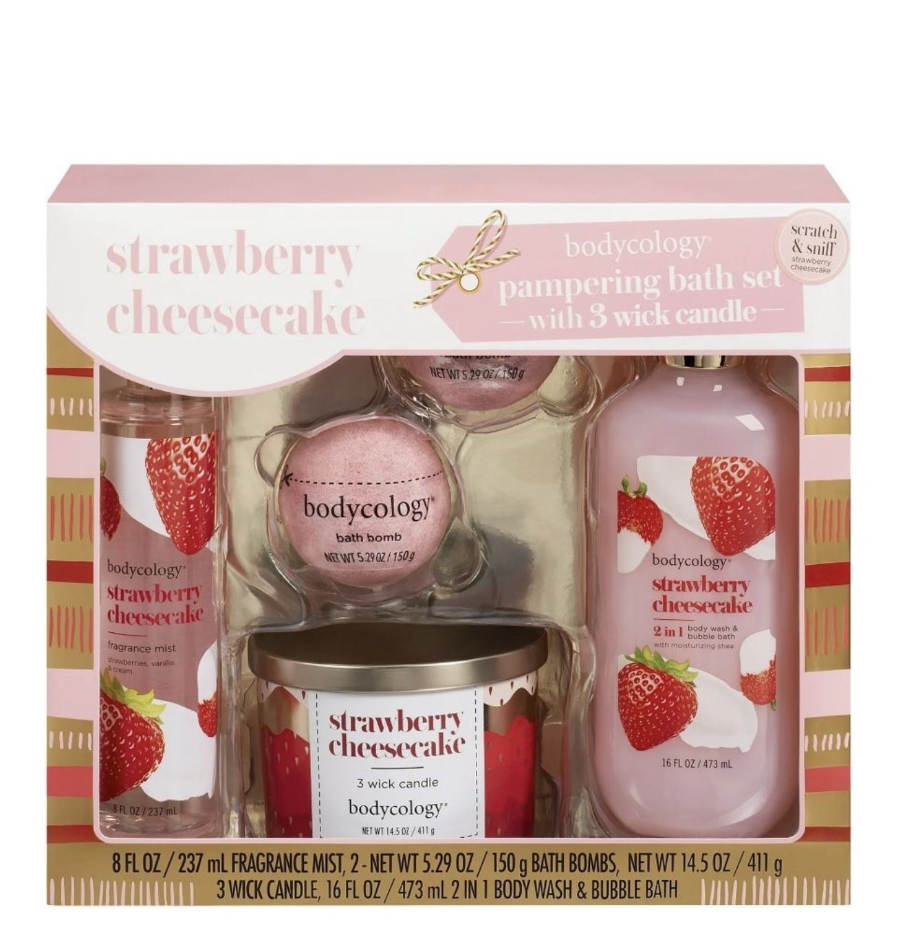 Strawberry Cheese Cake Pampering Bath Set 