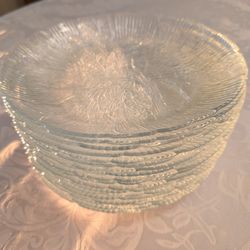 Set Of 18 Arcoroc France Canterbury Crocus Pattern Clear 7" Salad Plates