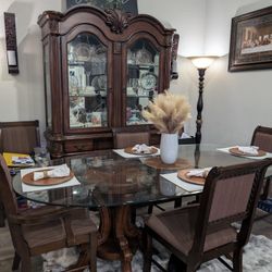 Dining Room Table And Oak China Cabinet 