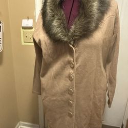 Cardigan With Faux Fur Collar Size 26/28