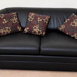 Black Sofa + 2 Matching Barrel Chairs – Clean, Comfortable Set