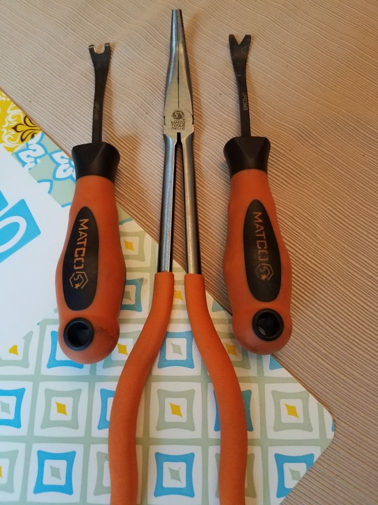 MATCO long needle nose pliers and door clip remover tools