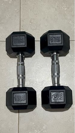 15 LB Rubber Hex Dumbbells Pair