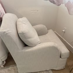 Restoration Hardware Classic Camelback Slipcovered Swivel Glider