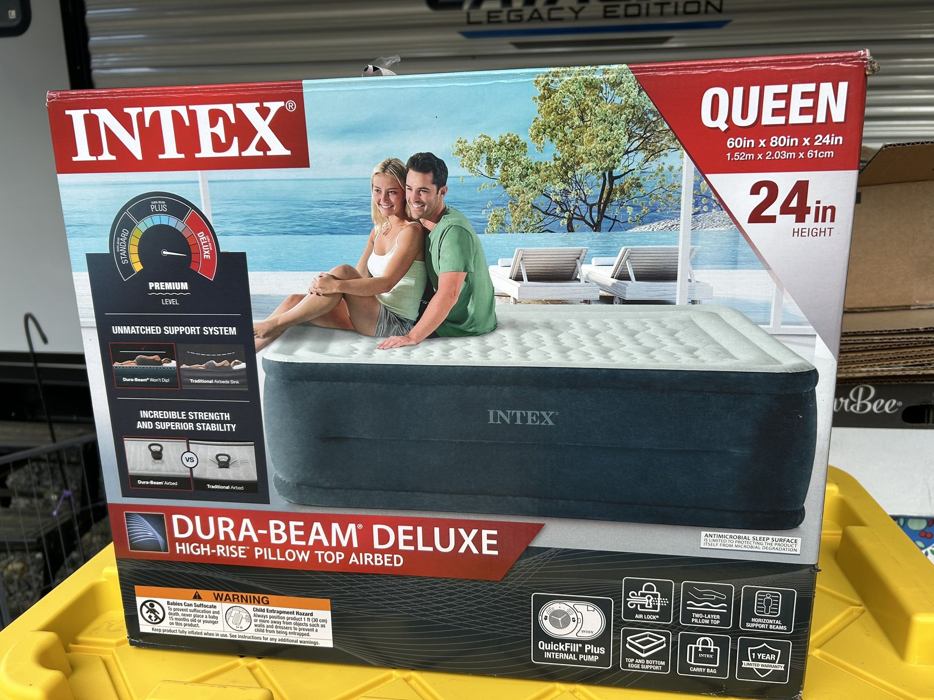 queen camping mattress new used one time