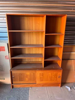 Mid-Century Teak Bookcase with Cabinet