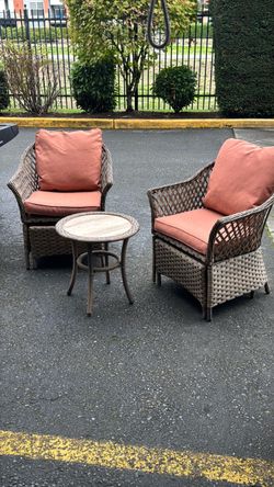 Outdoor Wicker Patio Set – 2 Chairs + Table