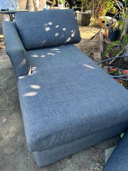 Blue Gray Chaise Lounge Sofa – Good Condition
