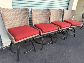 Patio,Outdoor furniture,4 Swivel Medium Barstools Set,With Sunbrella cushions.