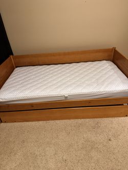 Twin Wood Bed W/ Mattress