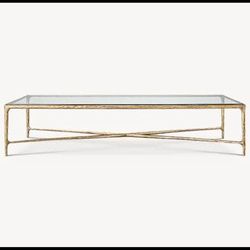 Rectangular Gold Glass Top Coffee Table