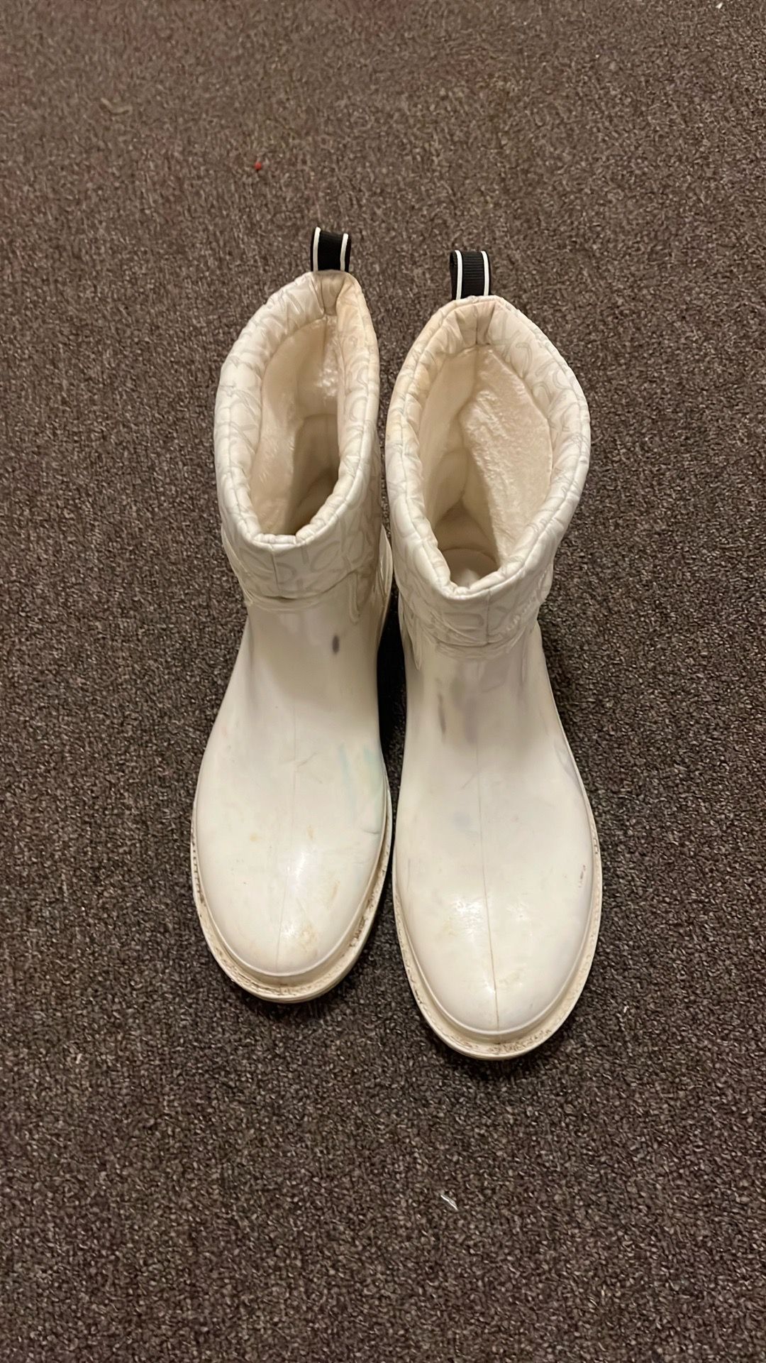 White Women Calvin Klein rain boots